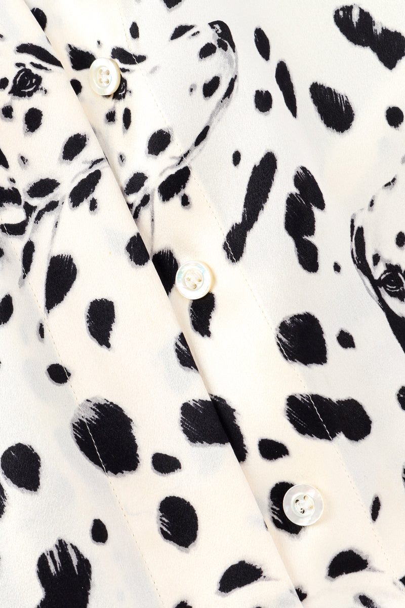 Vintage Escada Dalmatian Print Blouse close up front button view @Recess LA