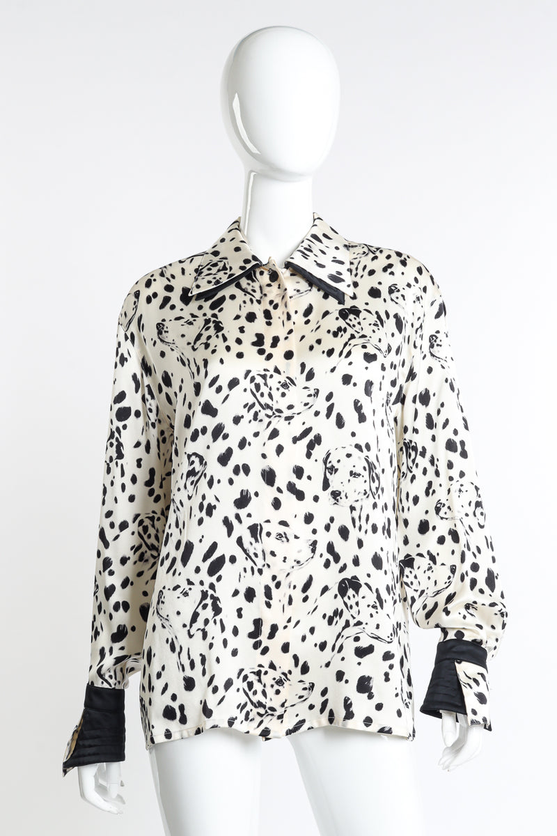 Vintage Escada Dalmatian Print Blouse front view on mannequin @Recess LA