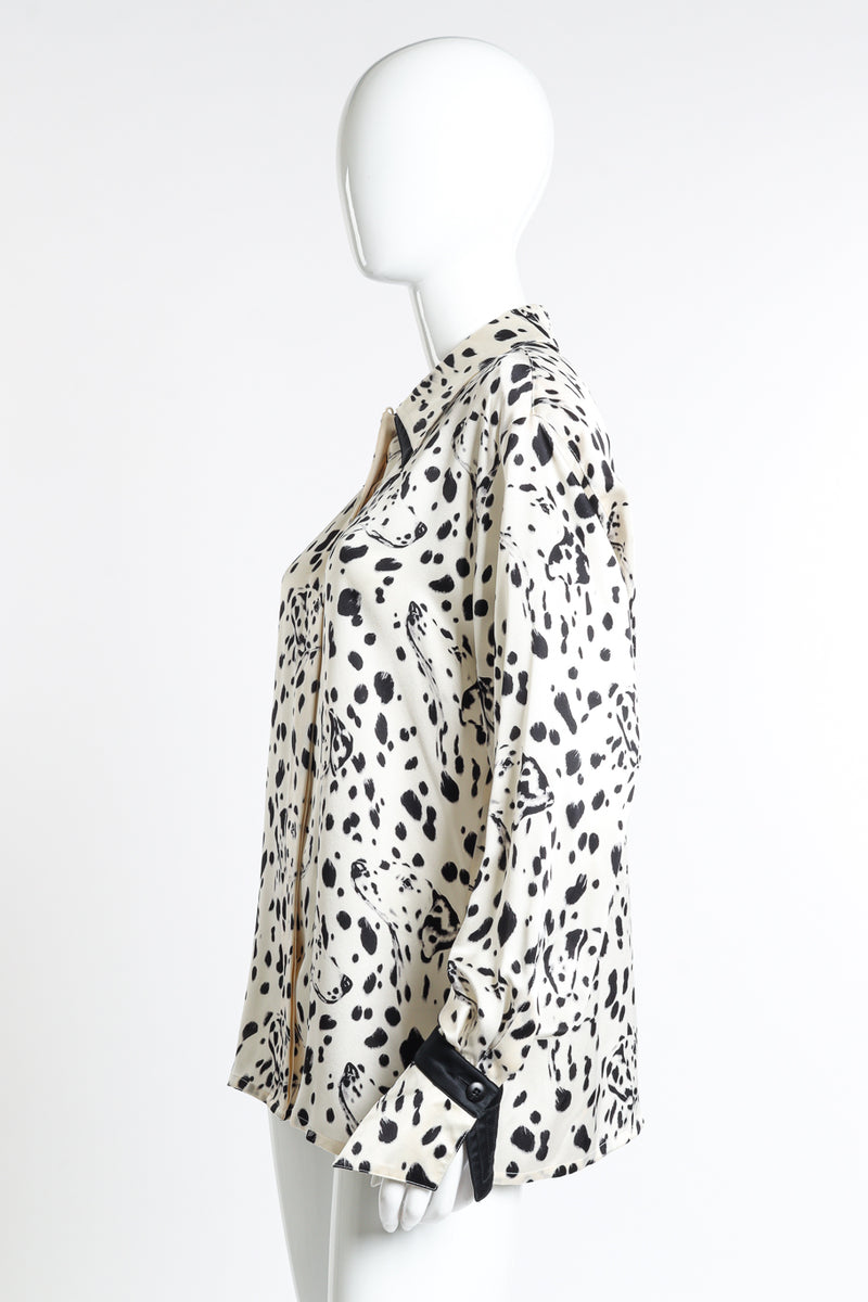 Vintage Escada Dalmatian Print Blouse left sleeve view on mannequin @Recess LA