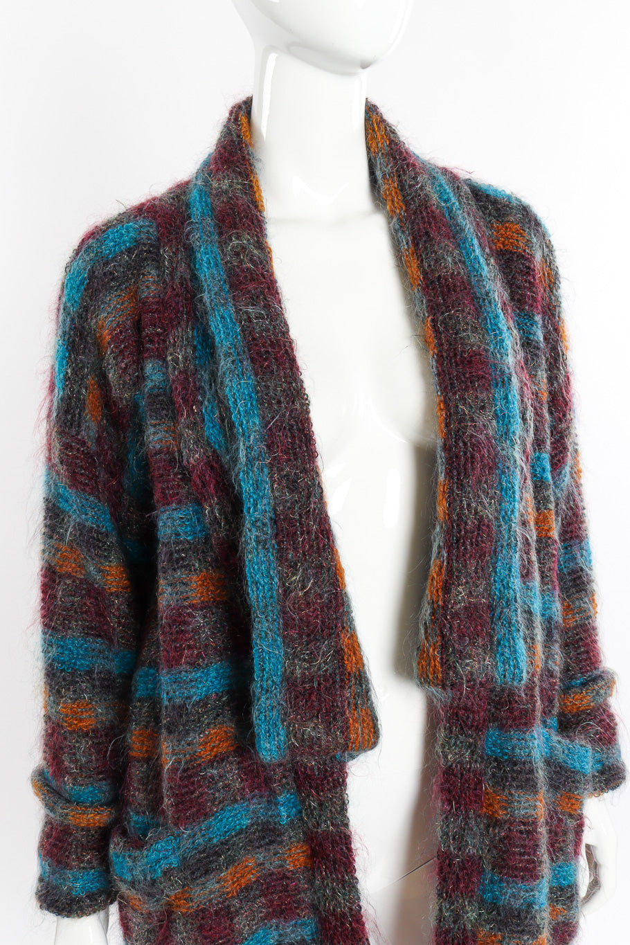 Oversized Mohair Cardigan by Escada on mannequin chest close @recessla