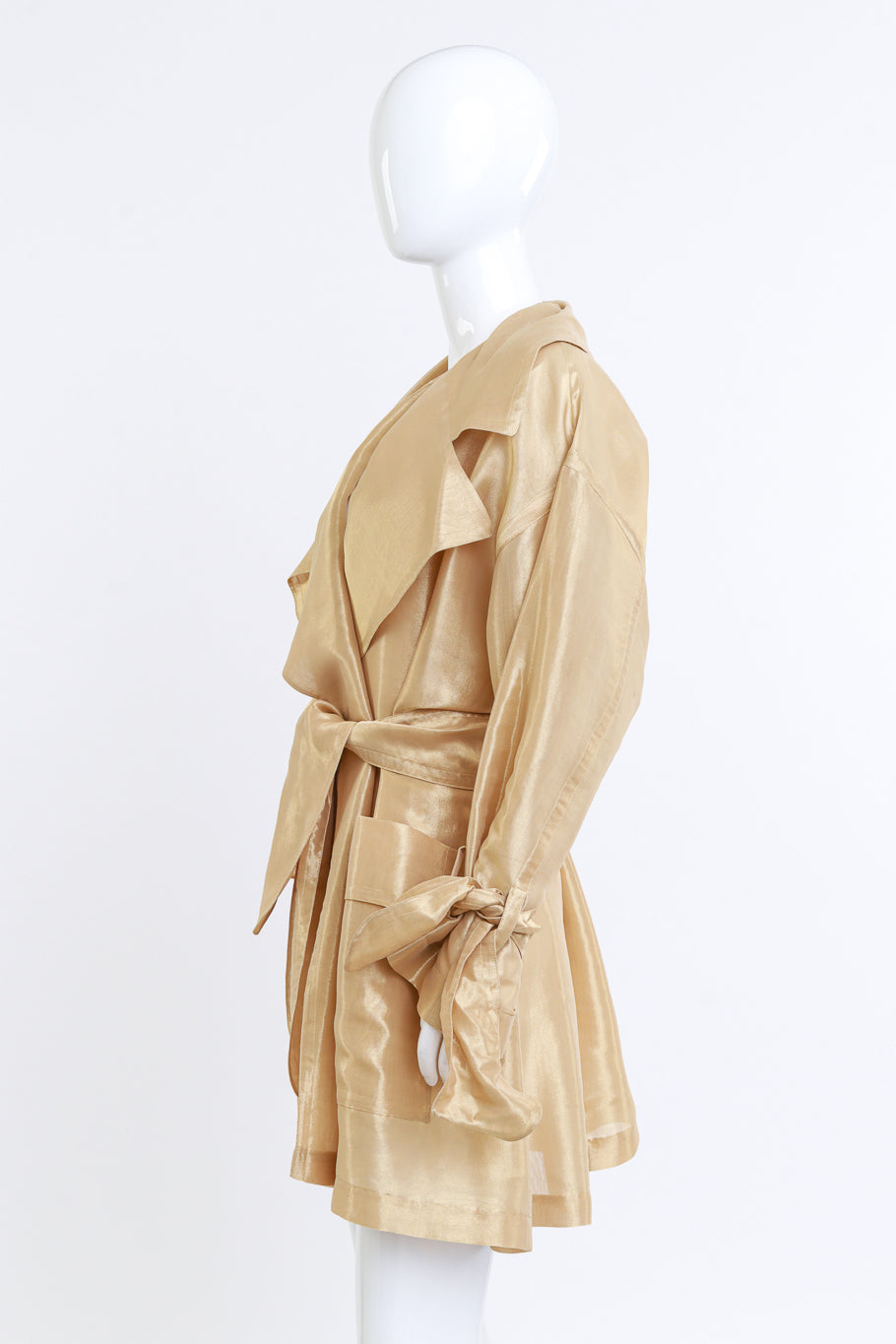 Escada Oversized Golden Silk Trench Coat on mannequin @RECESS LA