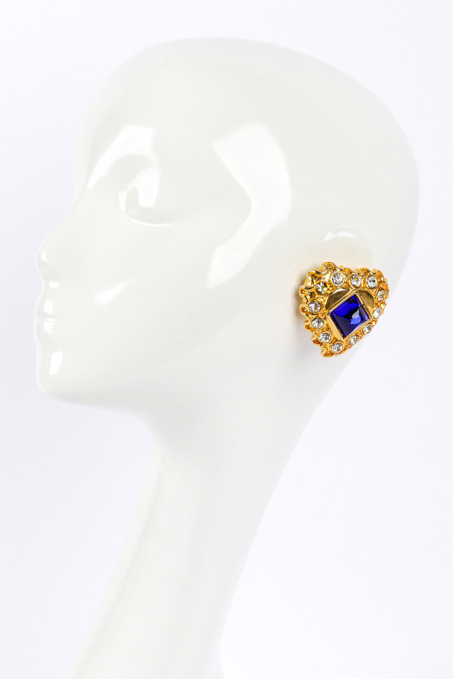 Vintage Escada Crystal Heart Earrings on mannequin @recessla