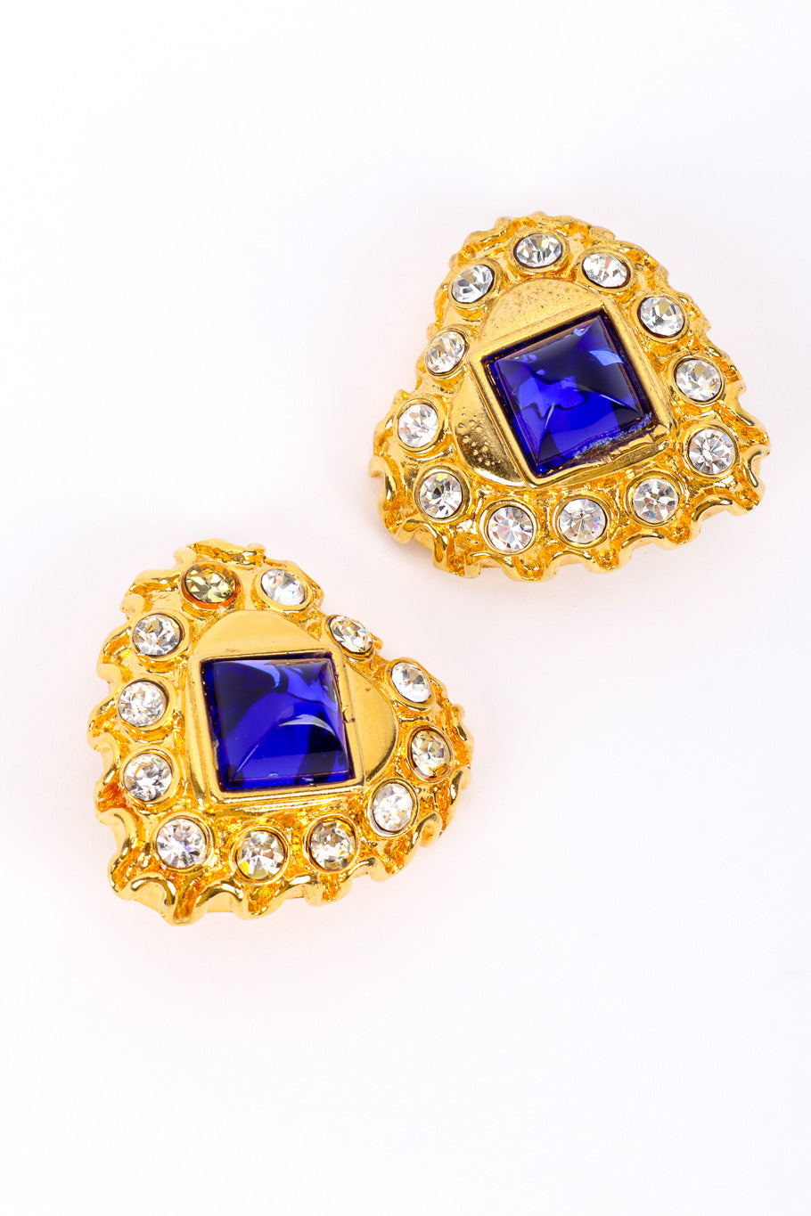 Vintage Escada Crystal Heart Earrings front @recessla