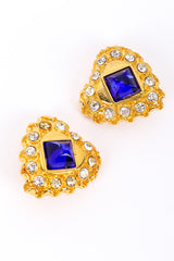 Vintage Escada Crystal Heart Earrings front @recessla