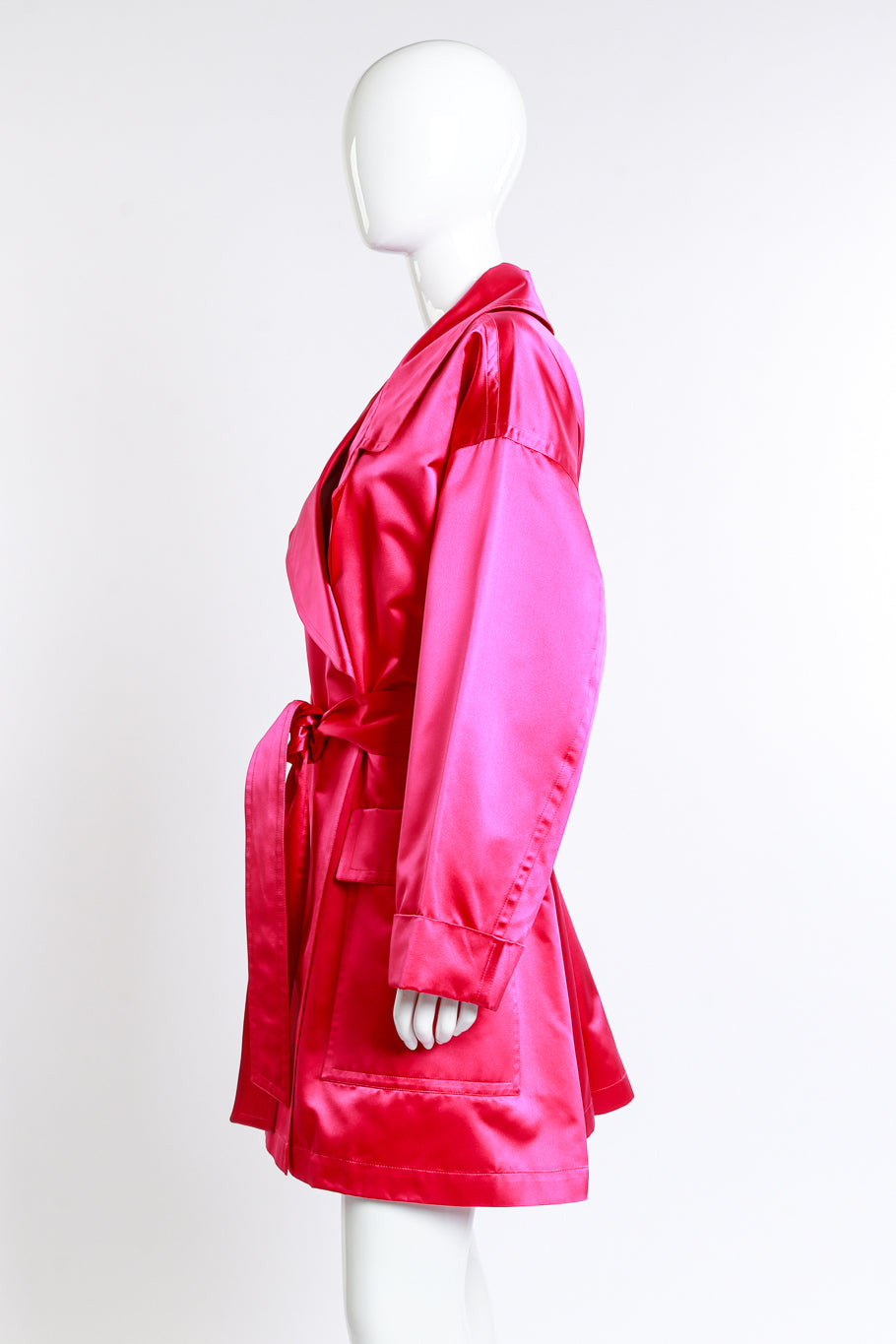 Vintage Escada Oversized Silk Trench Coat side on mannequin @recess la