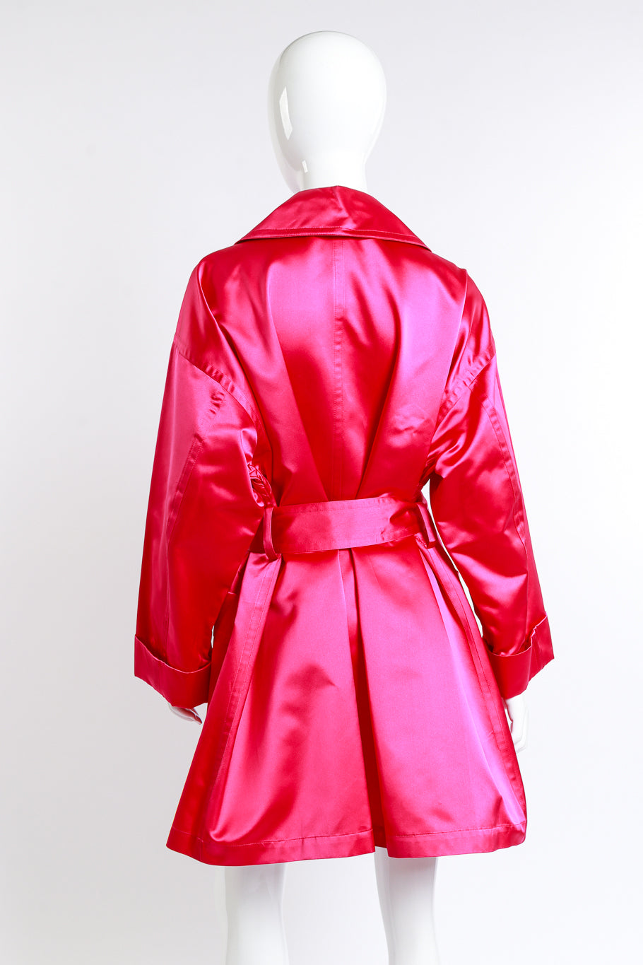 Vintage Escada Oversized Silk Trench Coat back on mannequin @recess la