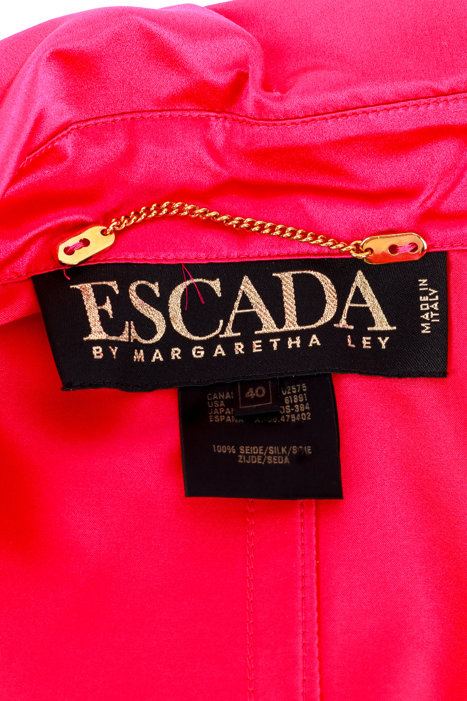 Vintage Escada Oversized Silk Trench Coat signature label @recess la