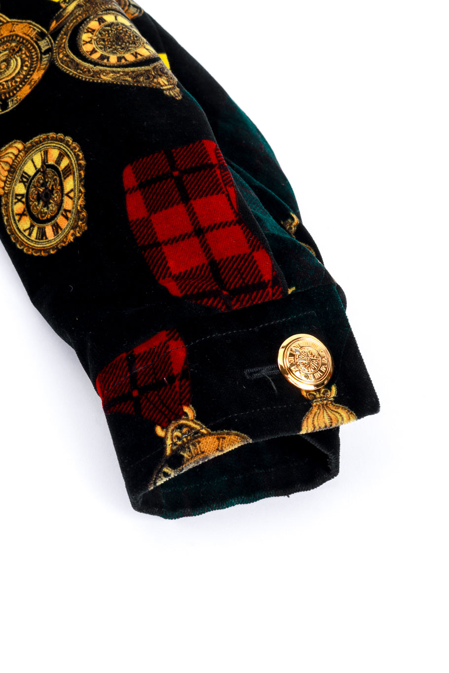 Escada Clock Print Velvet Bomber Jacket cuff @RECESS LA