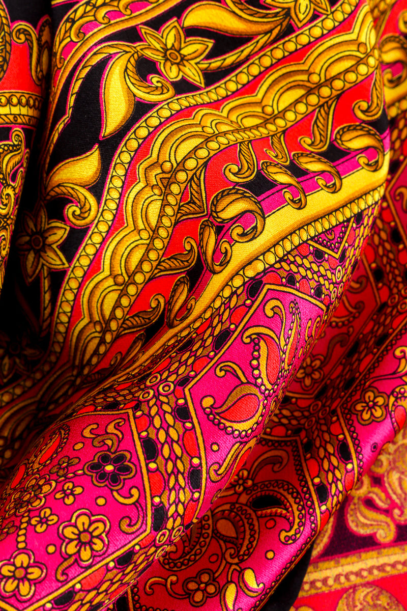 Vintage Margaretha Ley for Escada paisley honeycomb silk blouse close up detail of the paisley pattern @Recess LA