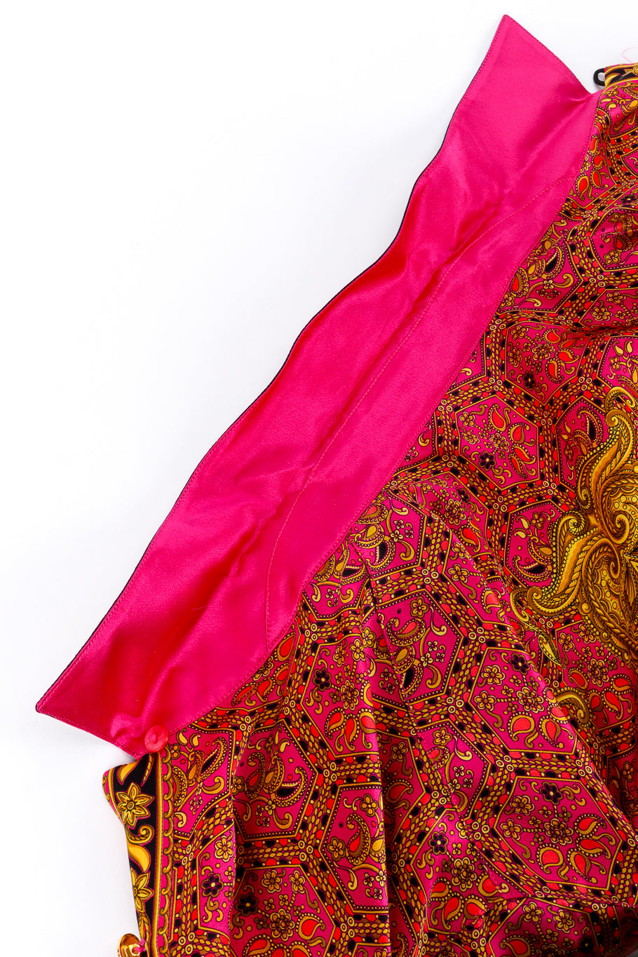 Vintage Margaretha Ley for Escada paisley honeycomb silk blouse underside of collar @Recess LA