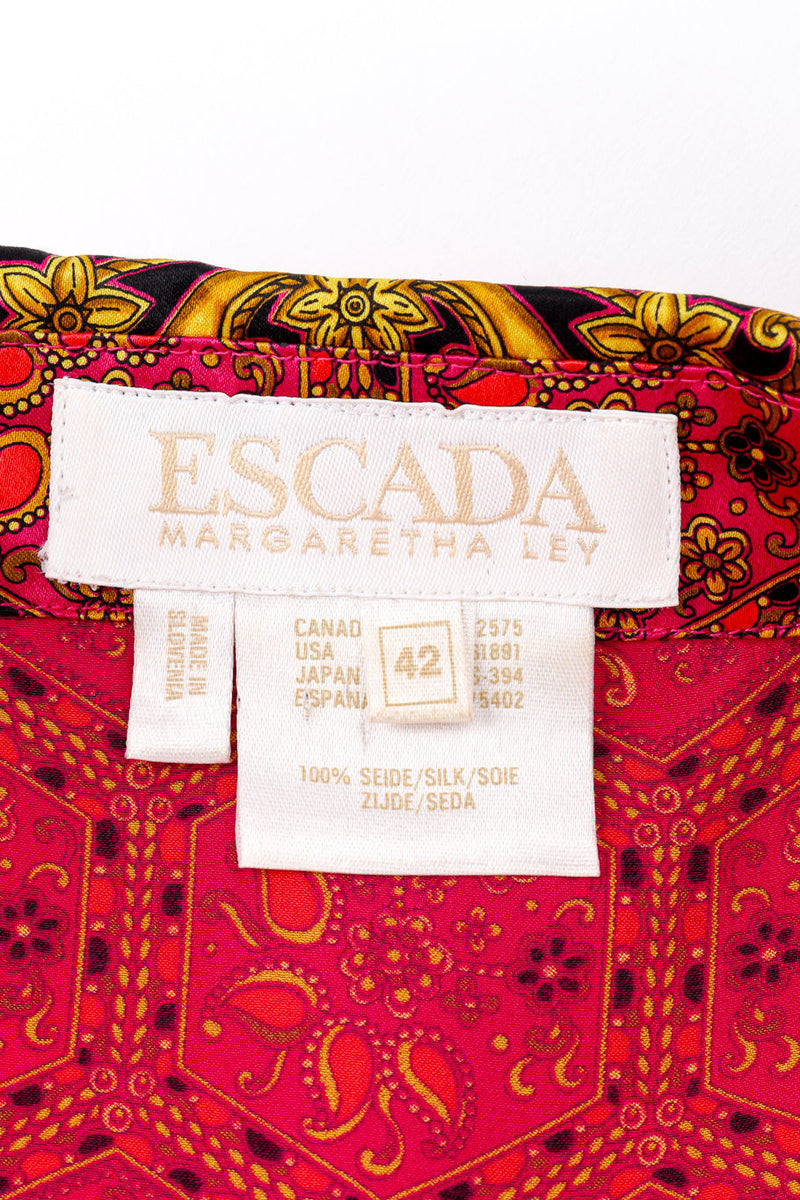 Vintage Margaretha Ley for Escada paisley honeycomb silk blouse inside label @Recess LA