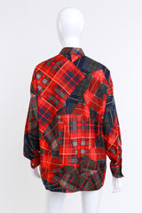 Escada Plaid Patchwork Print Silk Blouse back @RECSS LA