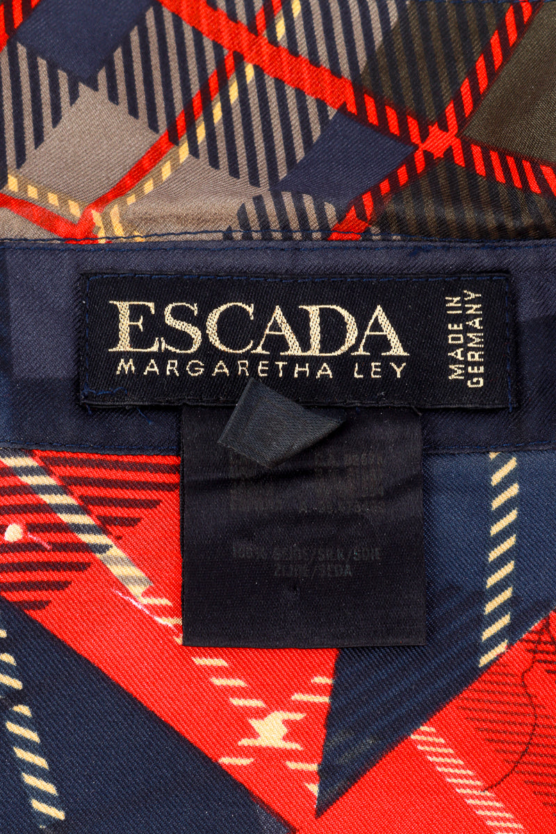 Escada Plaid Patchwork Print Silk Blouse label @RECSS LA