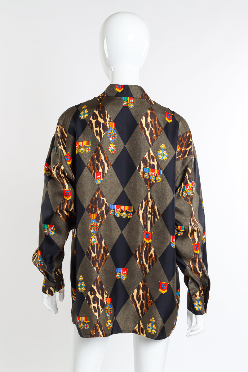 Vintage Escada Graphic Harlequin Silk Blouse back on mannequin @recessla