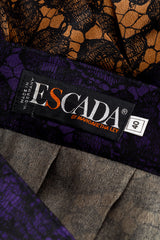 Vintage Escada Lace Print Silk Top & Skirt Set skirt label @recess la