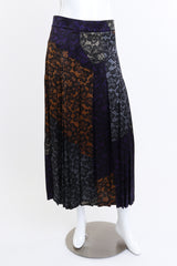 Vintage Escada Lace Print Silk Top & Skirt Set skirt front on mannequin @recess la 