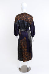 Vintage Escada Lace Print Silk Top & Skirt Set back on mannequin @recess la