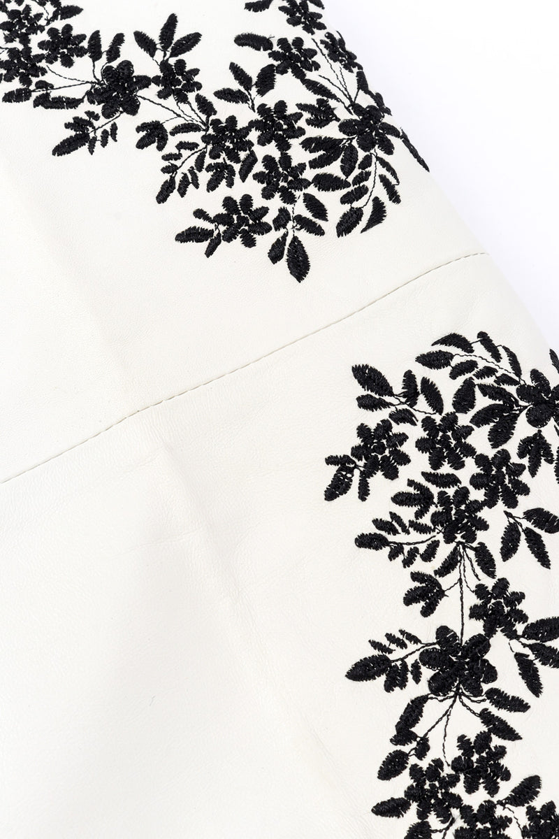 Vintage Estrella G Embroidered Leather Vest and Pant Set pant floral embroidery closeup @Recessla