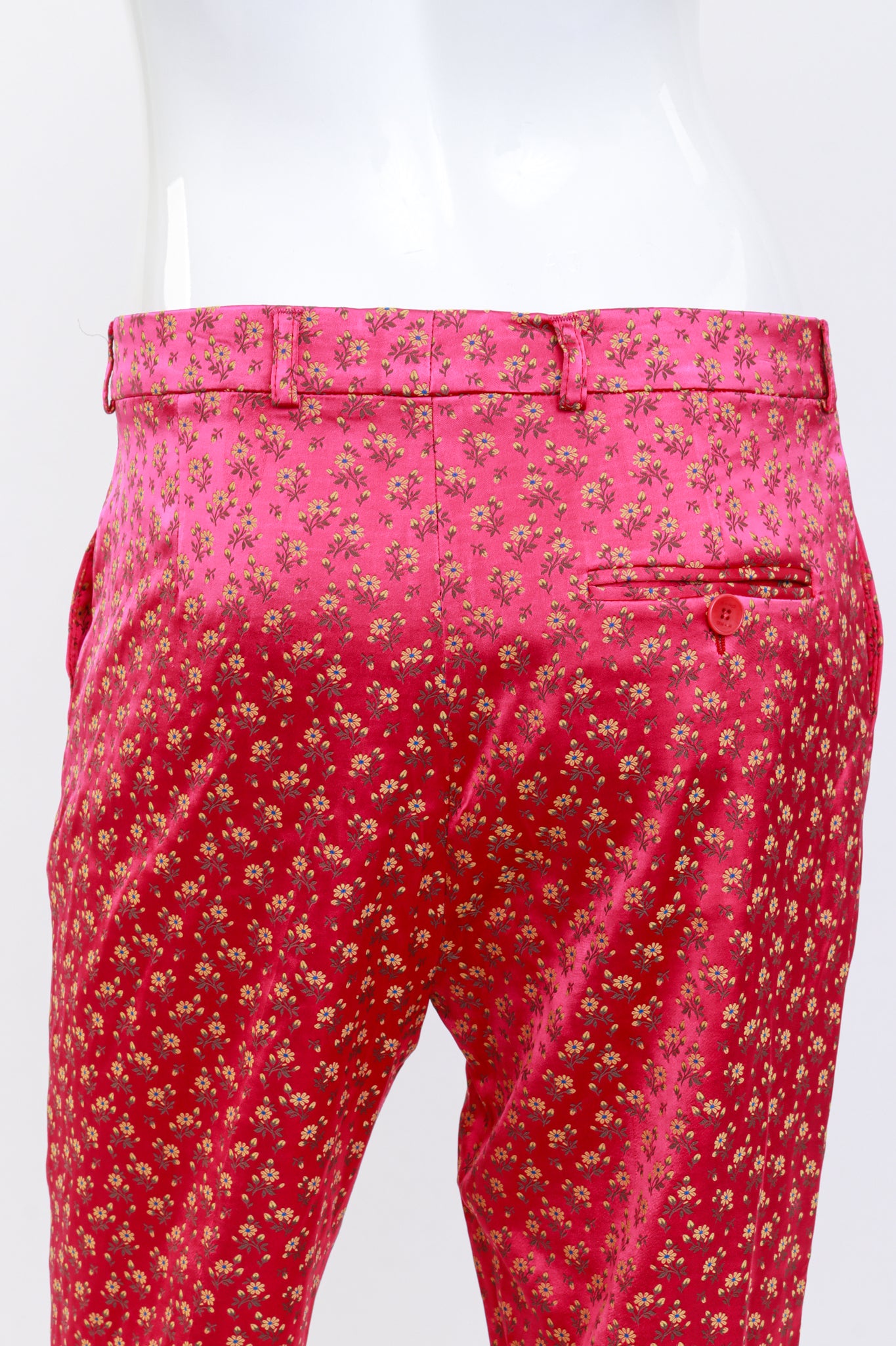 Etro Floral Jacquard Satin Pant back on mannequin closeup @recess la