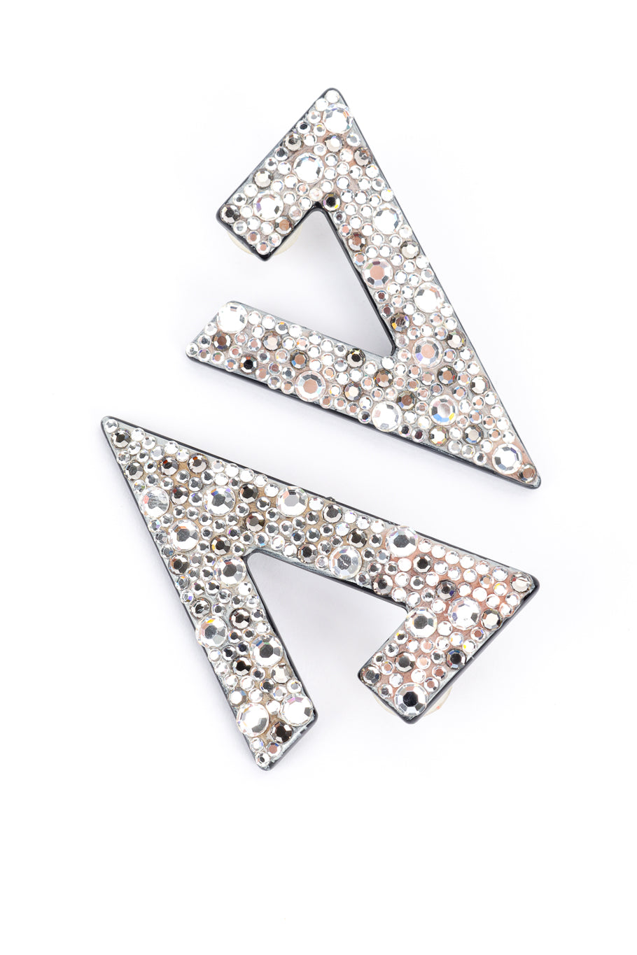 Vintage Crystal Rhinestone Split Triangle Earrings front @recess la