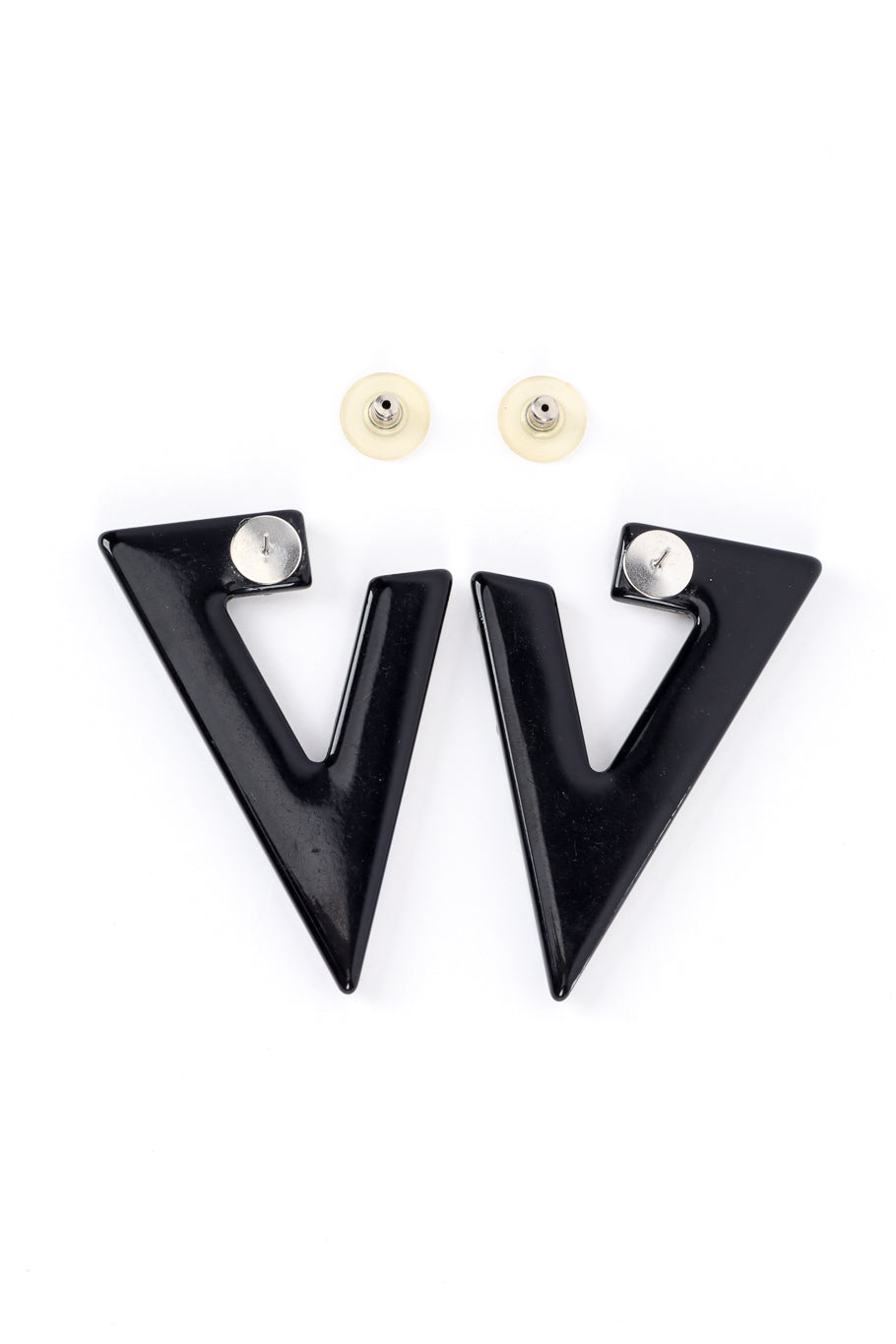 Vintage Crystal Rhinestone Split Triangle Earrings back view without post backing @recess la