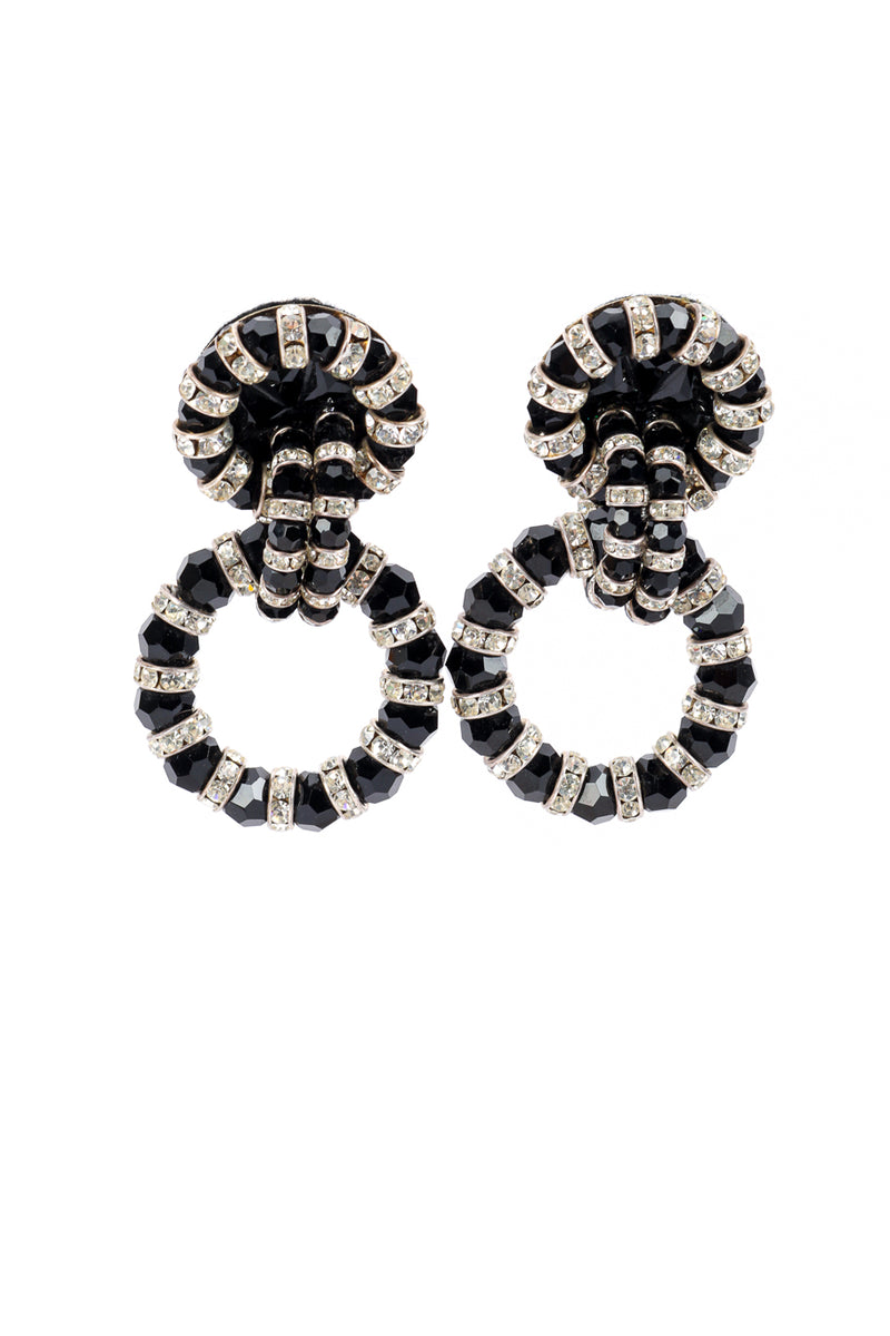 Striped Rhinestone Hoop Drop Earrings hanging @recessla