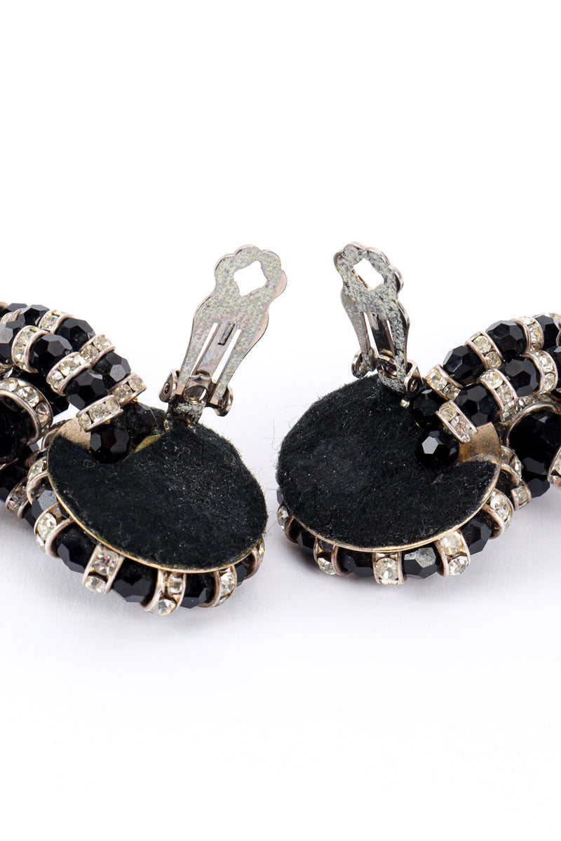 Striped Rhinestone Hoop Drop Earrings backs open close @recessla