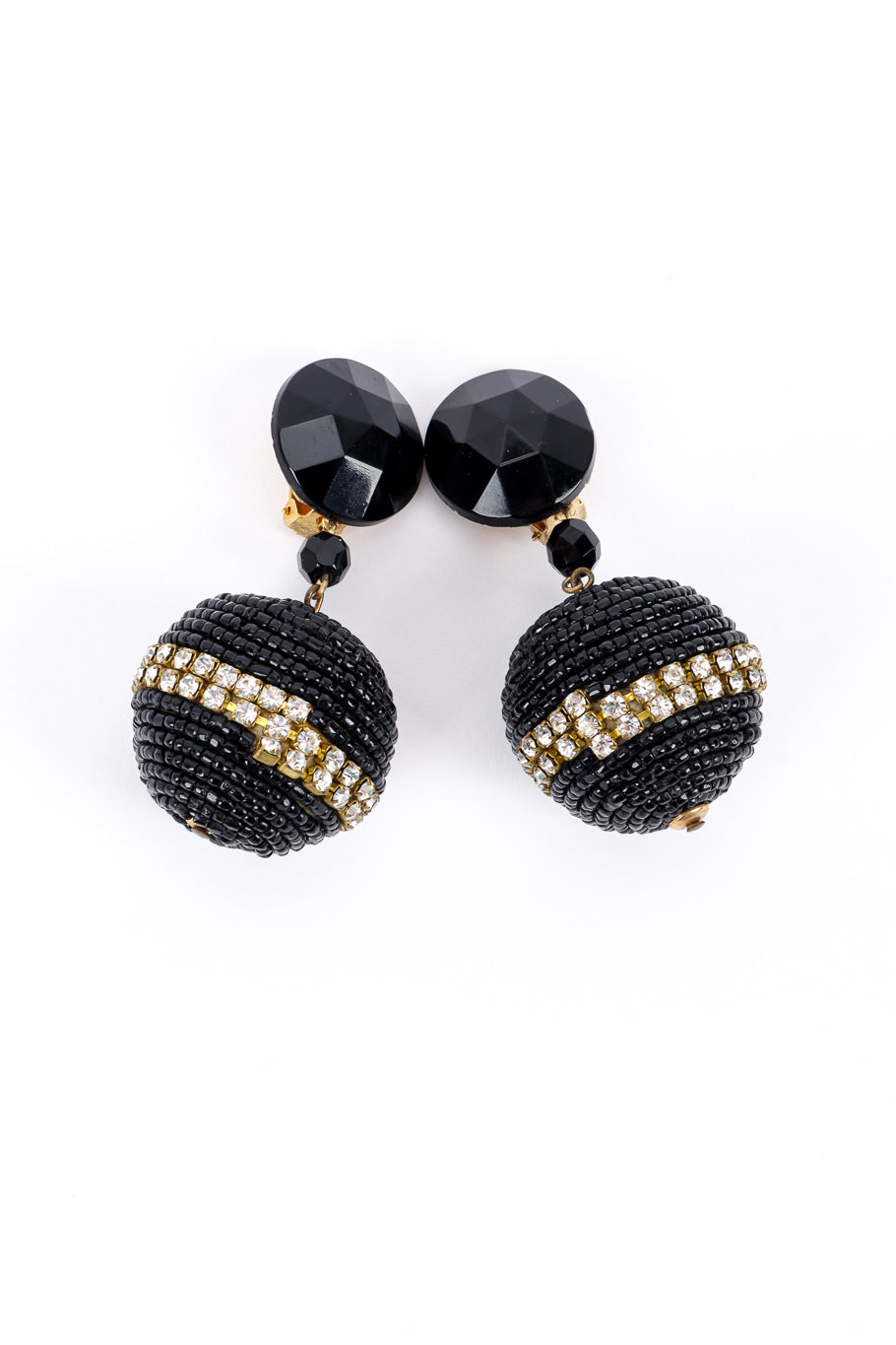 Crystal & Bead Ball Drop Earrings by Unger tops touching @recessla