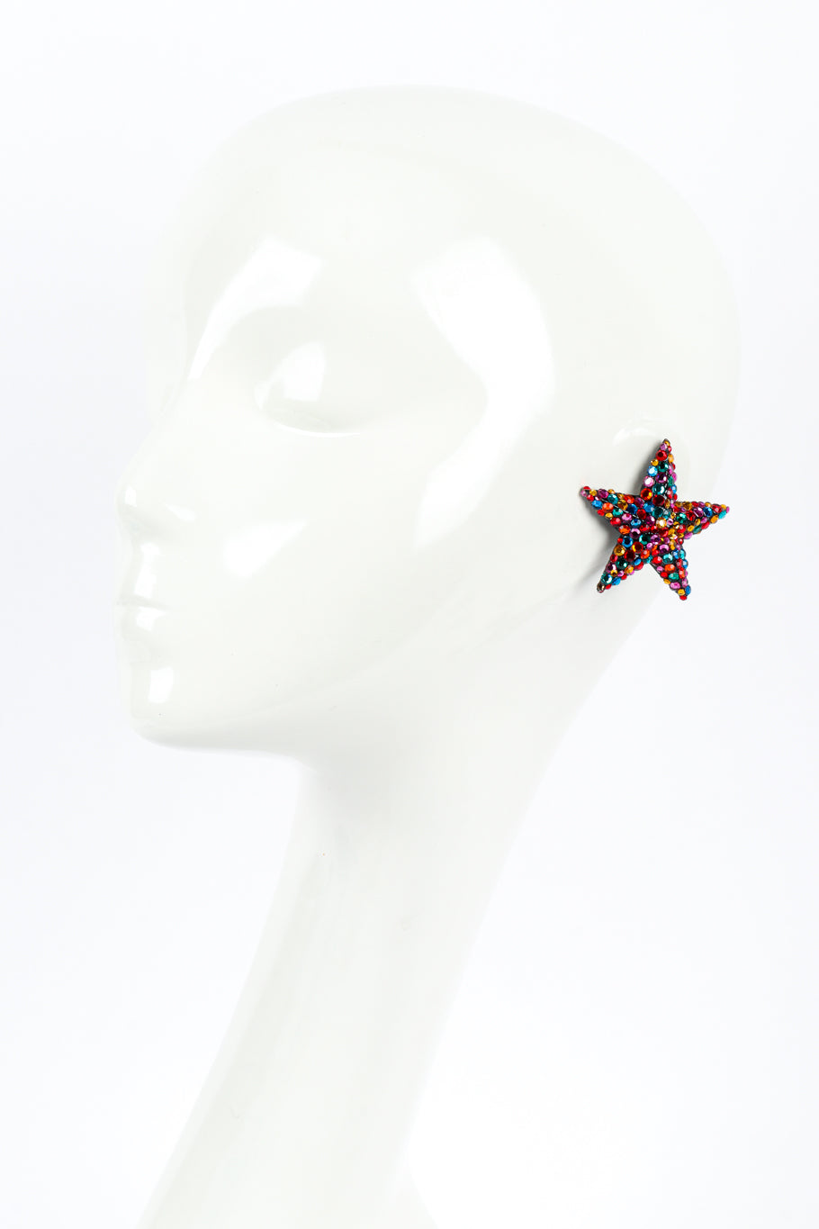 Vintage Richard Kerr Rainbow Star Earrings on mannequin @recess la