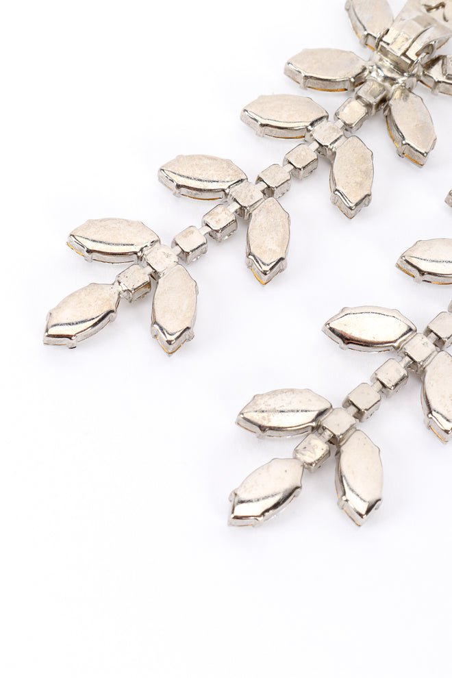 Vintage Sharra Pagano Crystal Marquis Flower Drop Earrings back closeup @recessla