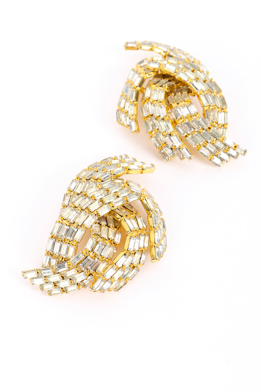 Vintage Marie Ferrá Baguette Crystal Burst Earrings front closeup @recess la