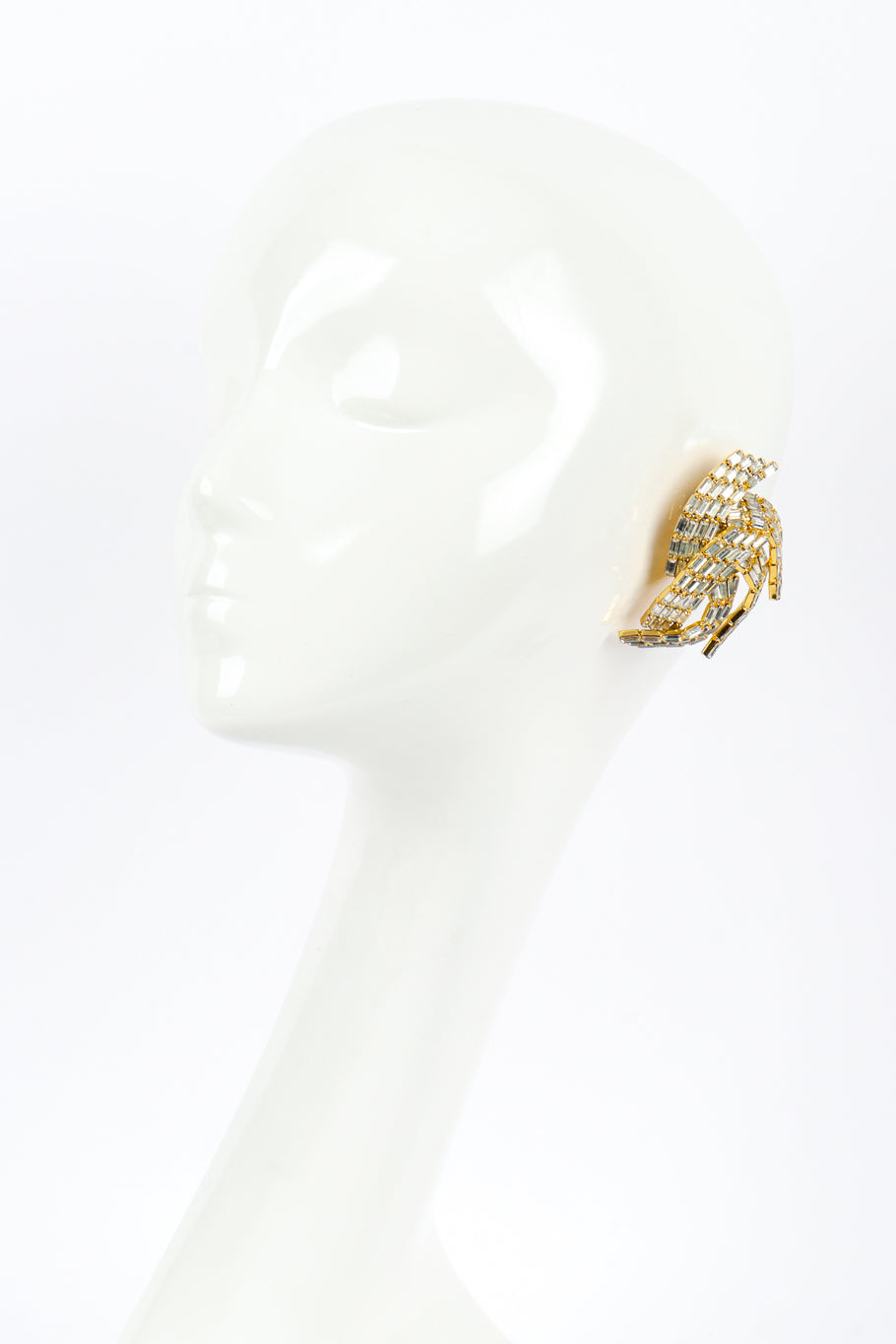 Vintage Marie Ferrá Baguette Crystal Burst Earrings on mannequin @recess la