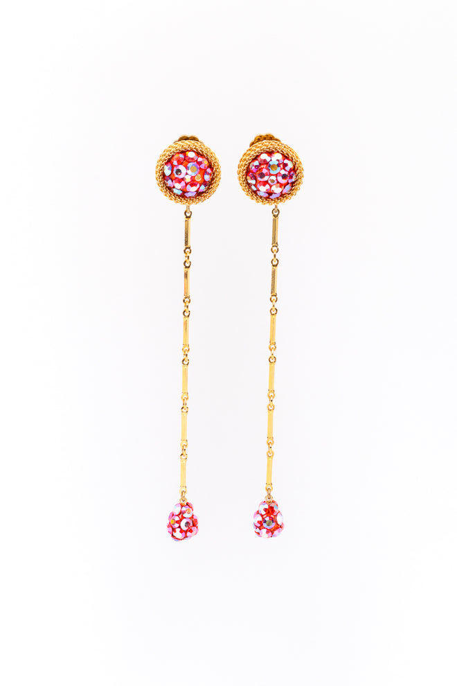 Vintage Long Crystal Teardrop Earrings front @recess la