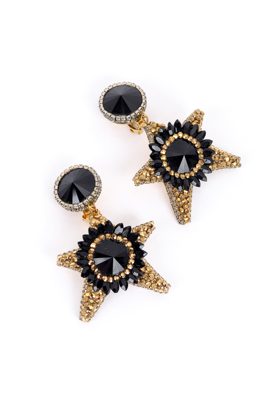 Vintage Crystal Rhinestone Star Drop Earrings front @recess la