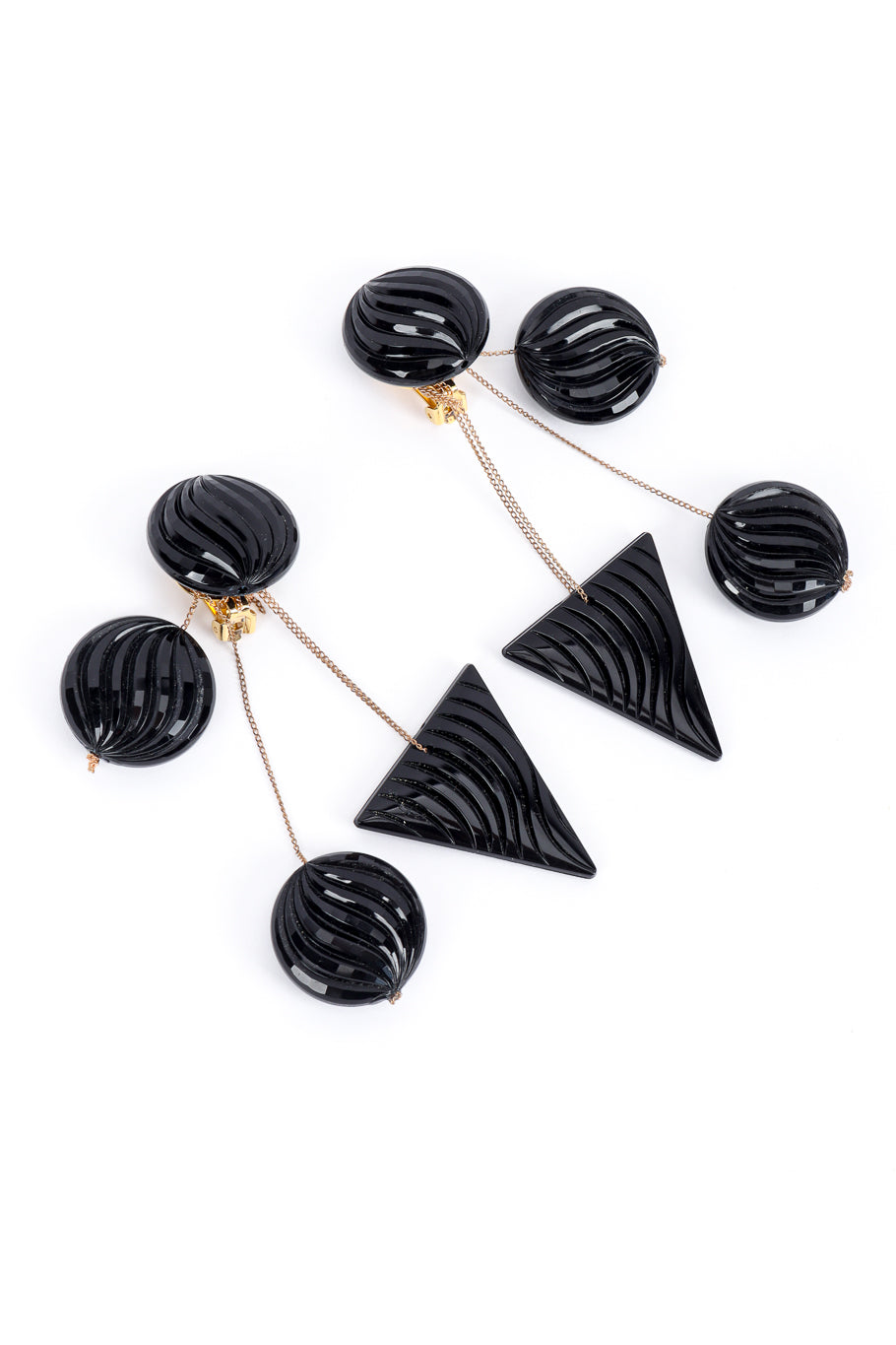 Vintage Carved Circle & Triangle Drop Earrings front @recess la