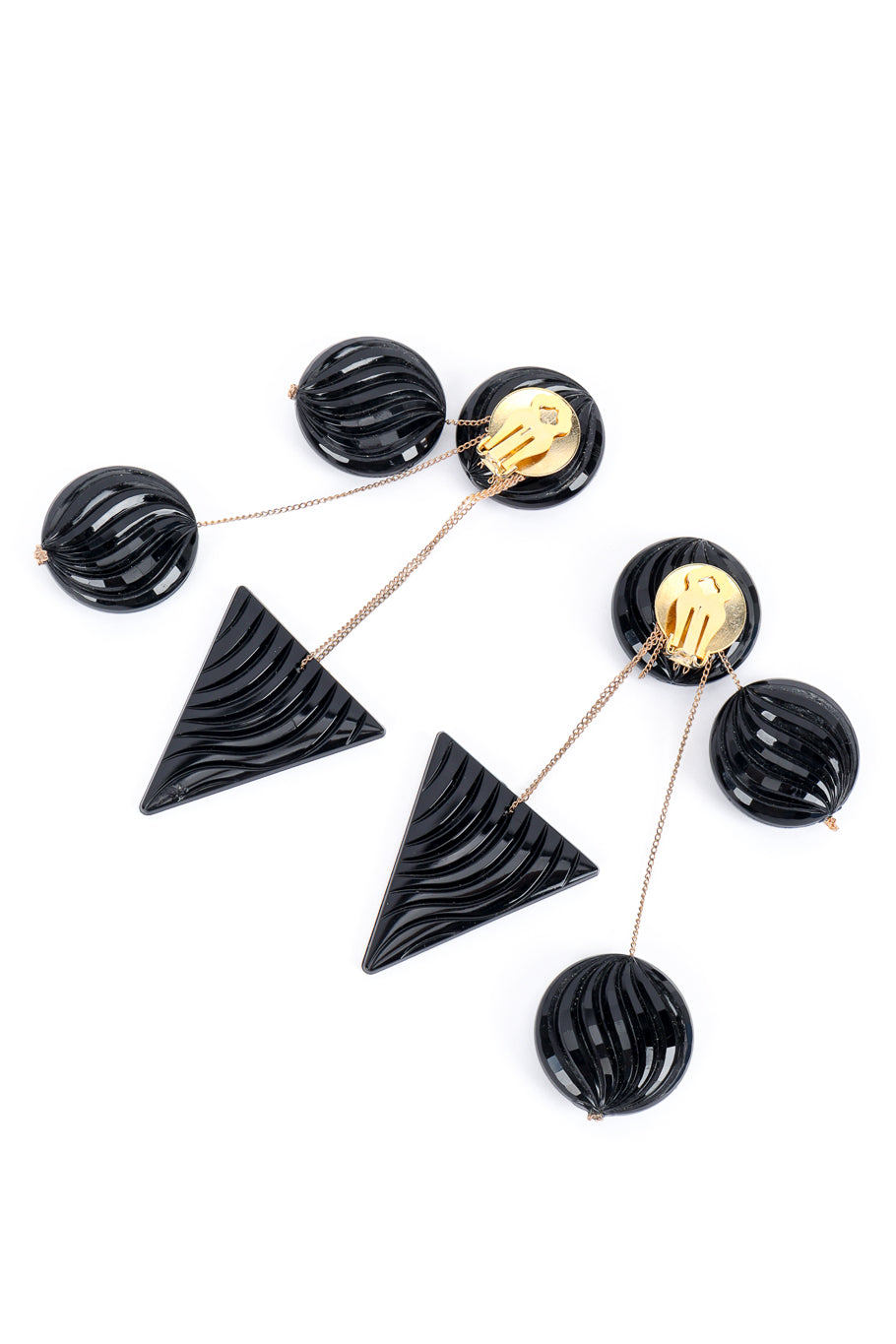 Vintage Carved Circle & Triangle Drop Earrings back @recess la