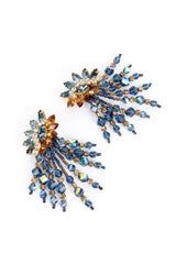 Vintage Sherry De Pee Crystal Burst Fringe Earrings front @recess la