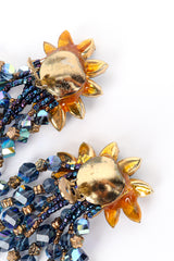 Vintage Sherry De Pee Crystal Burst Fringe Earrings back signature @recess la