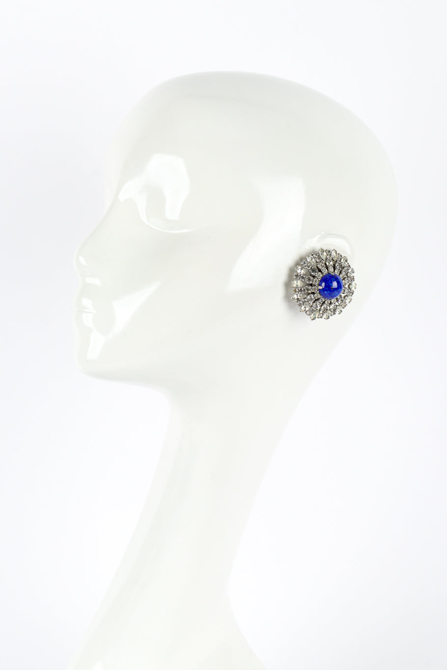 Vintage Crystal Cabochon Button Earrings on mannequin @recess la