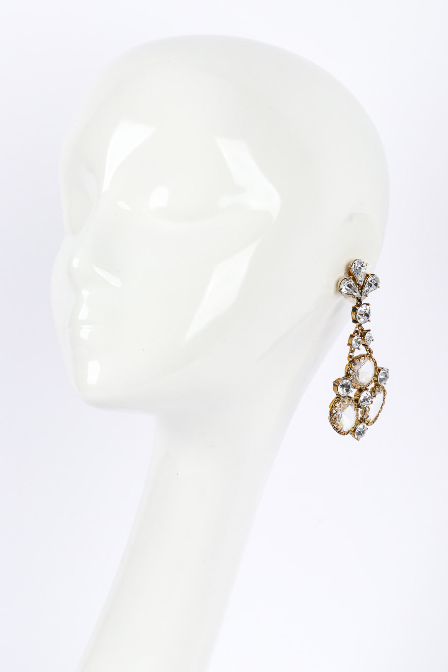 Vintage Crystal Cluster Chandelier Earrings on mannequin @Recessla
