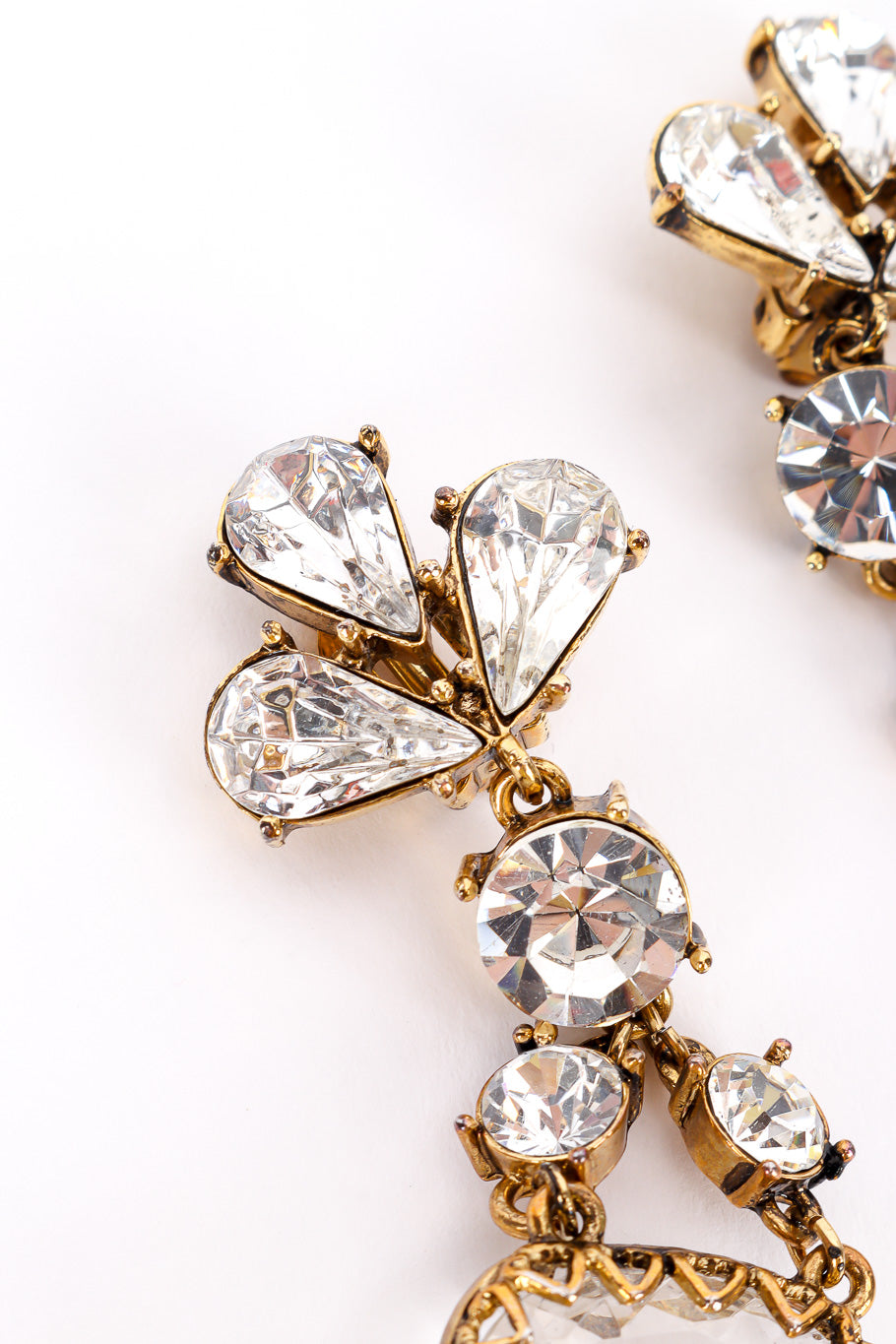 Vintage Crystal Cluster Chandelier Earrings teardrop crystal closeup @Recessla