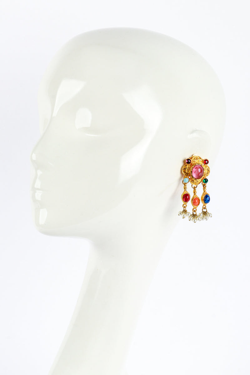 Kenneth Jay Lane Candy Cabochon Cross Drop Earrings mannequin @RECESS LA