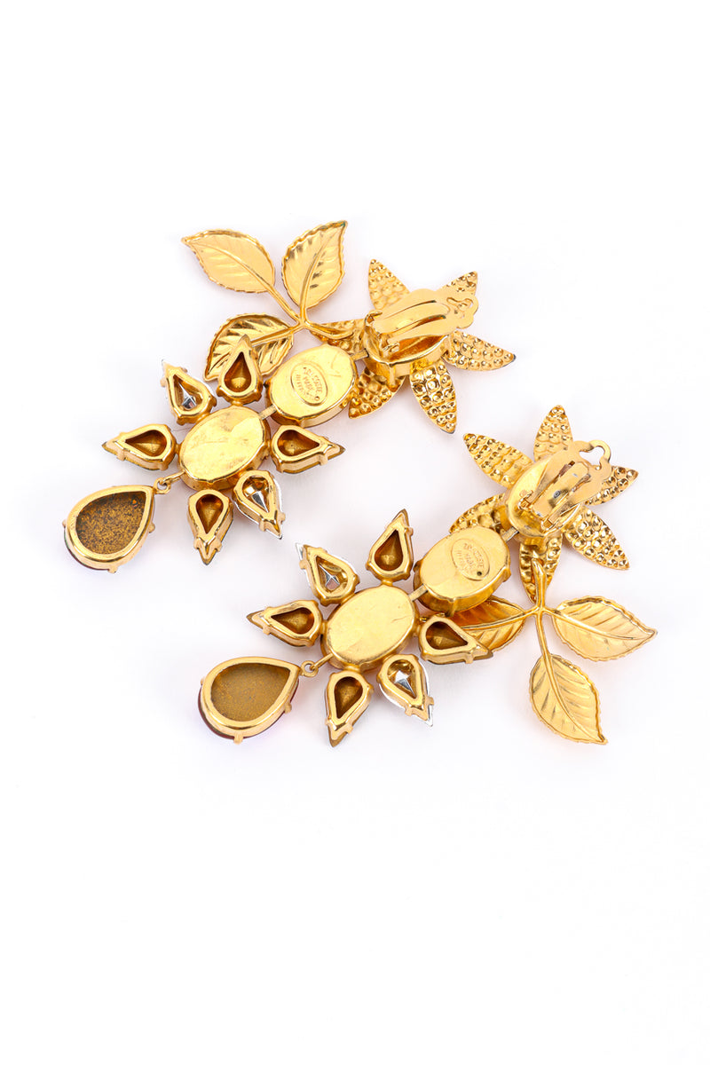 Gilded Flower Crystal Drop Earrings by Zoe Coste backs closed @recessla