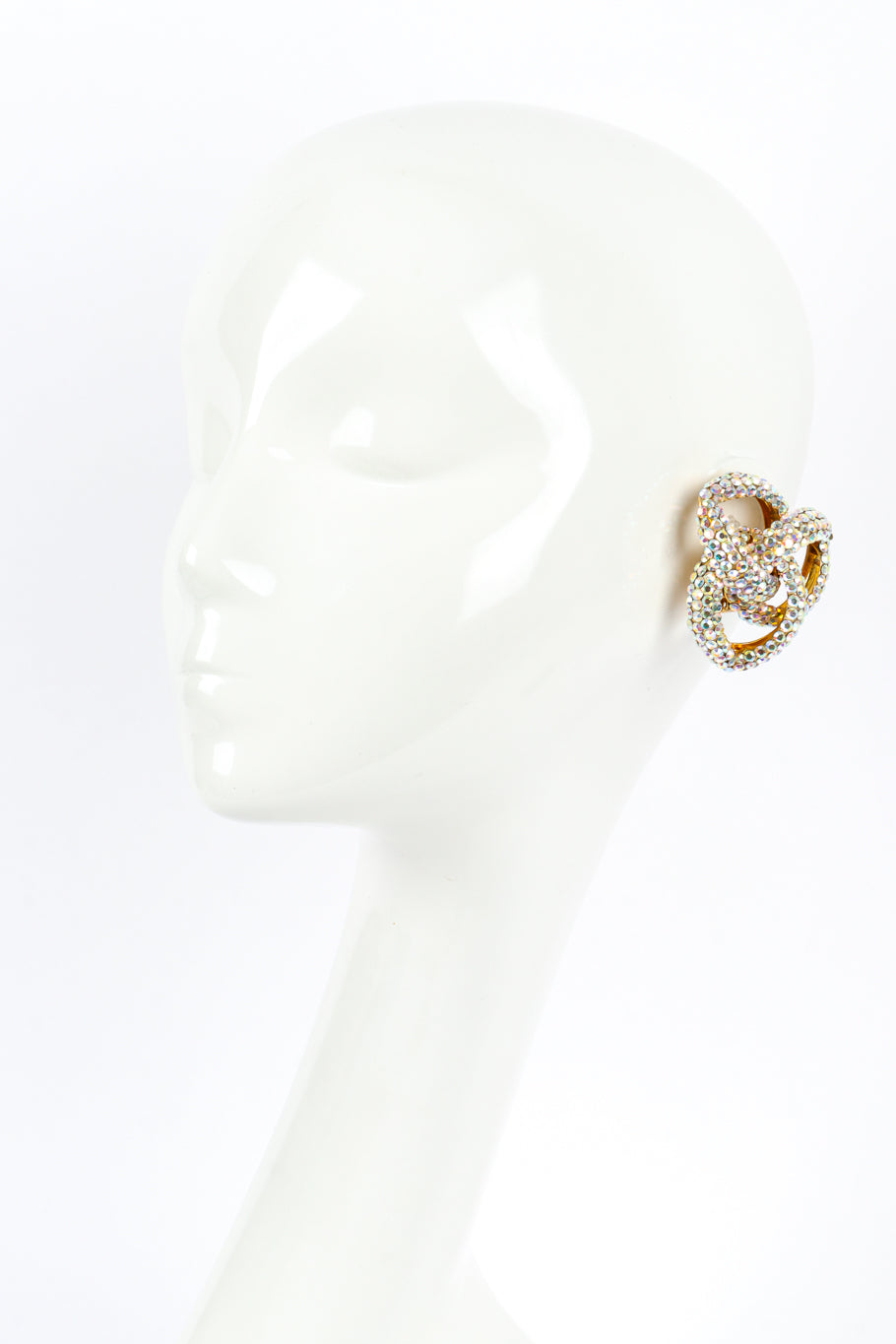 Vintage Crystal Knot Earrings on mannequin @recess la