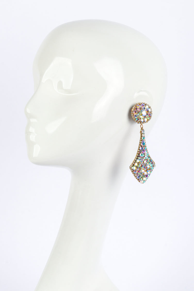 Vintage Aurora Crystal Chandelier Drop Earrings on mannequin @recess la