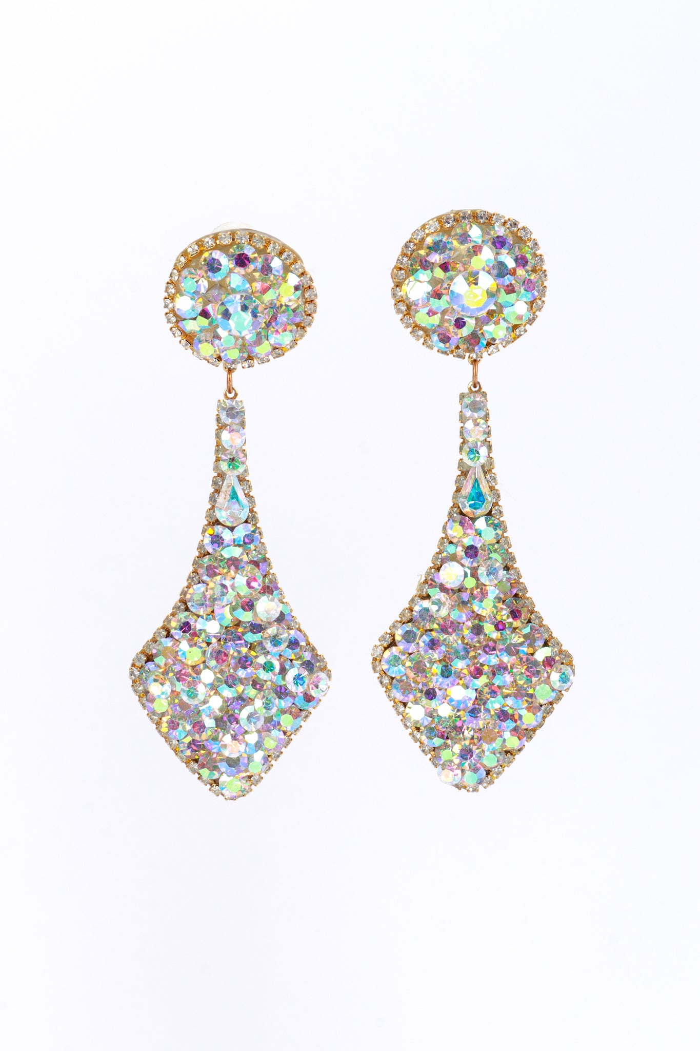 Vintage Aurora Crystal Chandelier Drop Earrings front @recess la