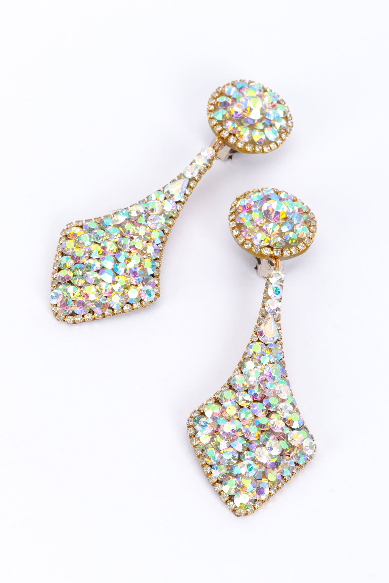 Vintage Aurora Crystal Chandelier Drop Earrings front detail @recess la