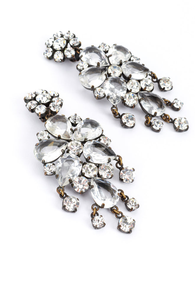 Vintage Crystal Flower Drop Earrings 3/4 front @recess la