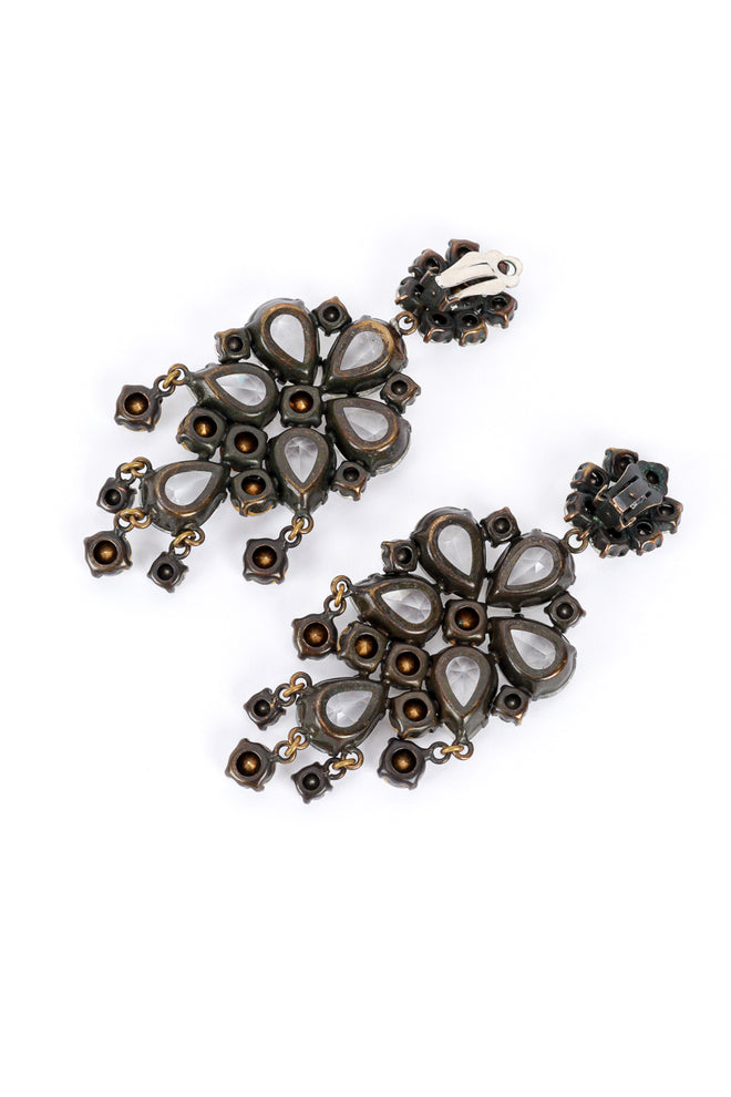 Vintage Crystal Flower Drop Earrings 3/4 back @recess la