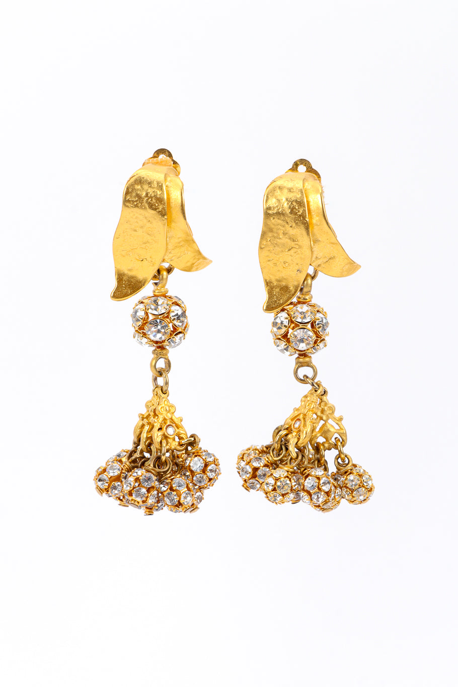 Vintage Deanna Hamro Leaf Crystal Drop Earring front @recessla